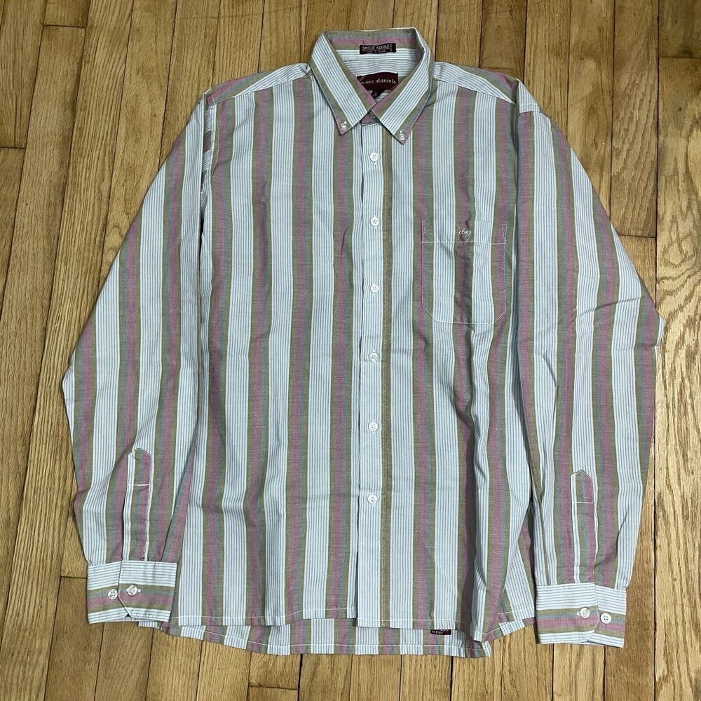 Marc Daniels Single needle Large 16-16-1/2 Long Sleeve Button Down Shirt